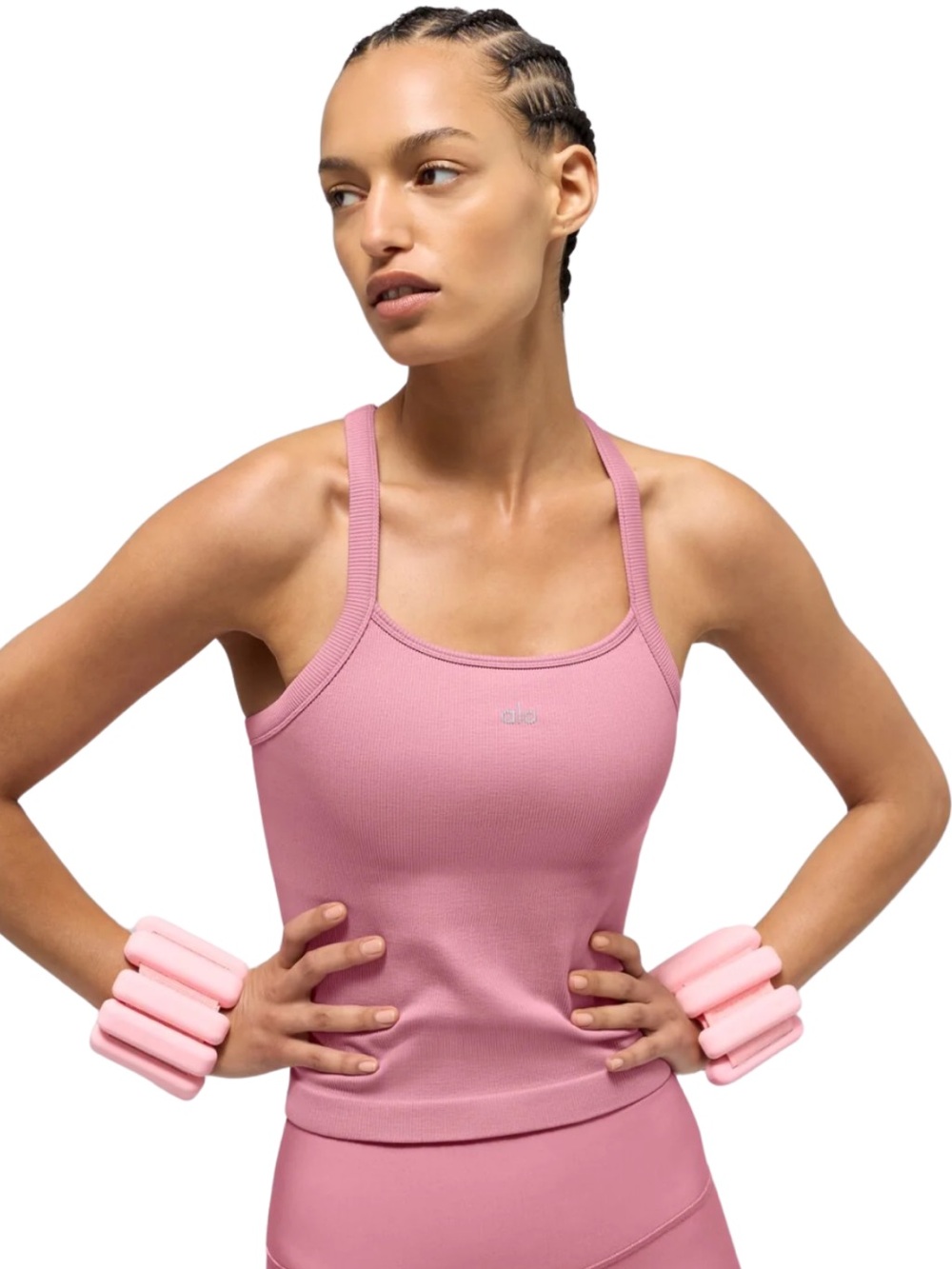 Women’s Alo Yoga Seamless Ribbed Favorite Bra Tank Pink Wild Rose Small